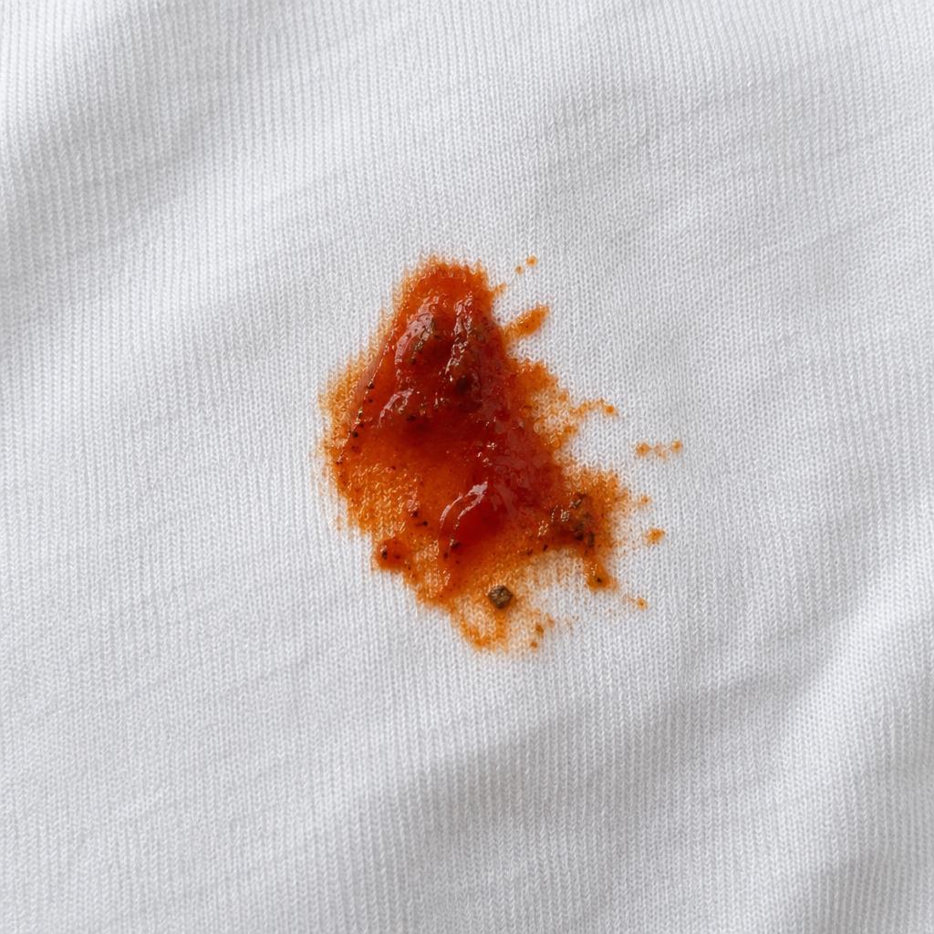 Spaghetti sauce stain on fabric